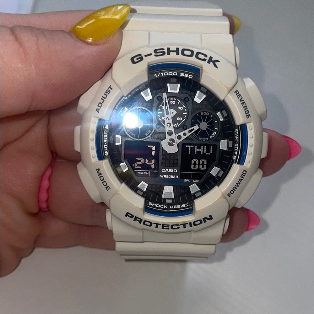 G-Shock White and Black Chronograph Watch GA100B
